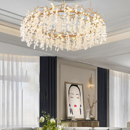 Akari Round Circle Fortune Tree Branch Round Chandelier