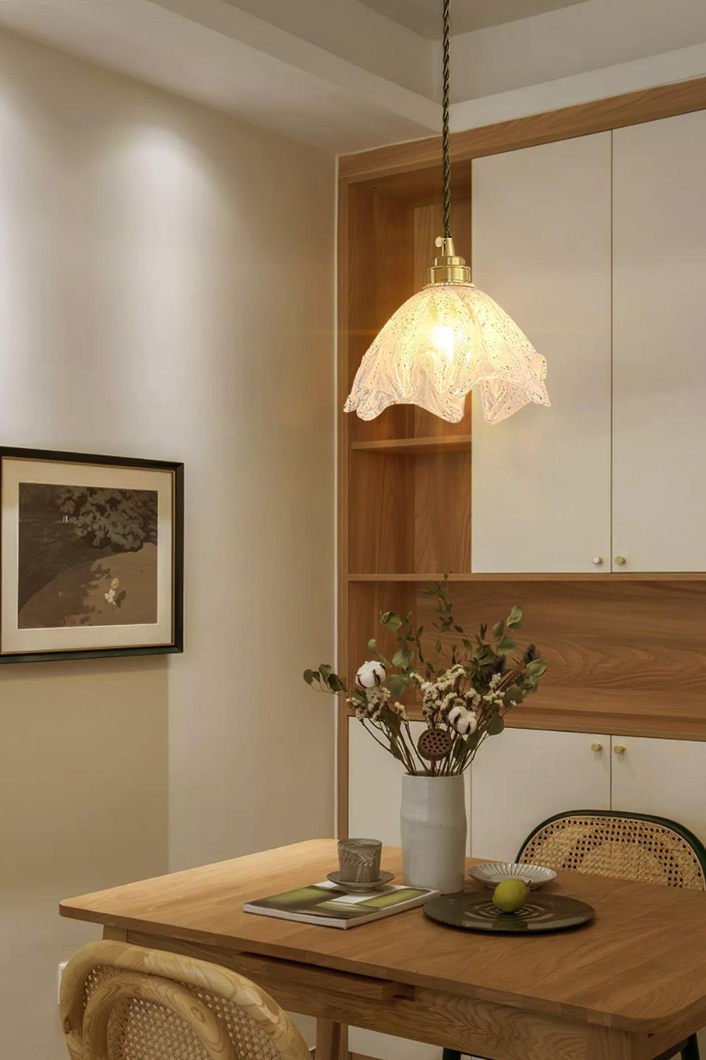 Lotus Crystal Brass Small Pendant Light - view 4 | everlamps