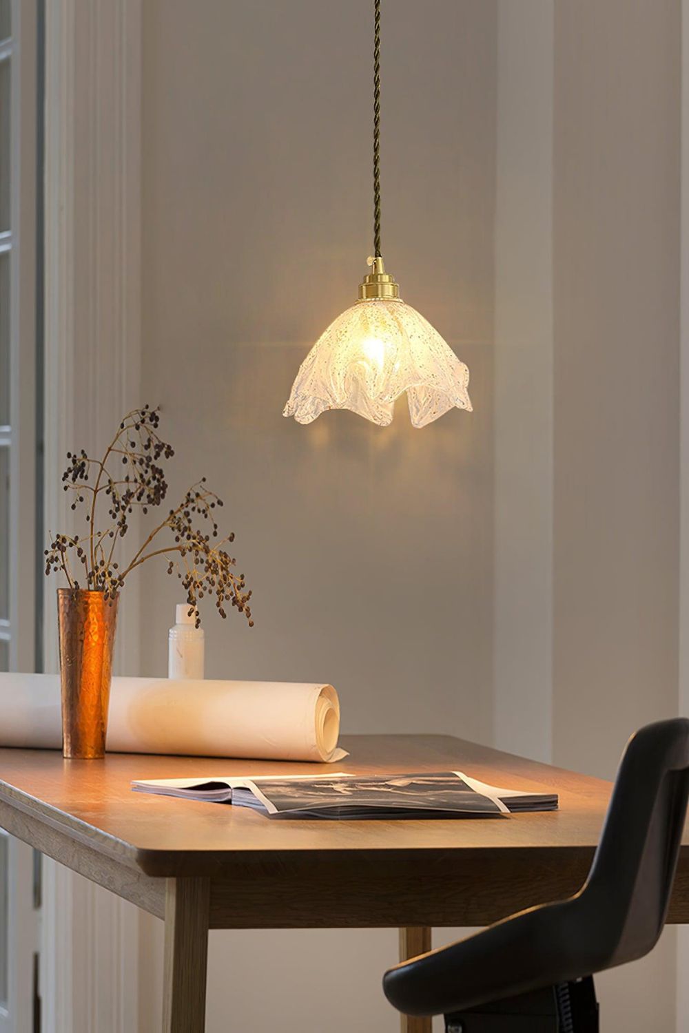 Lotus Crystal Brass Small Pendant Light - view 2 | everlamps