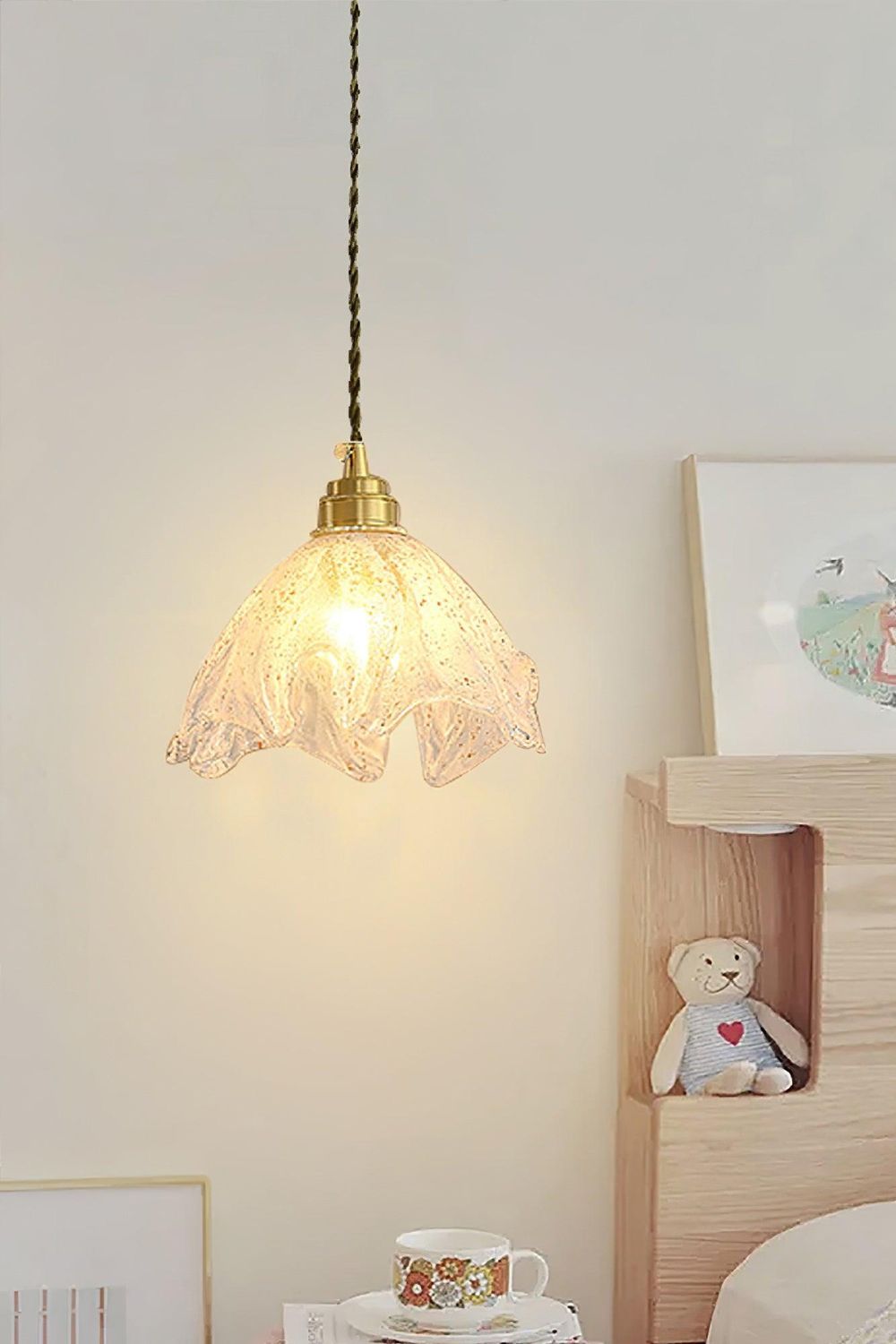 Lotus Crystal Brass Small Pendant Light - view 6 | everlamps