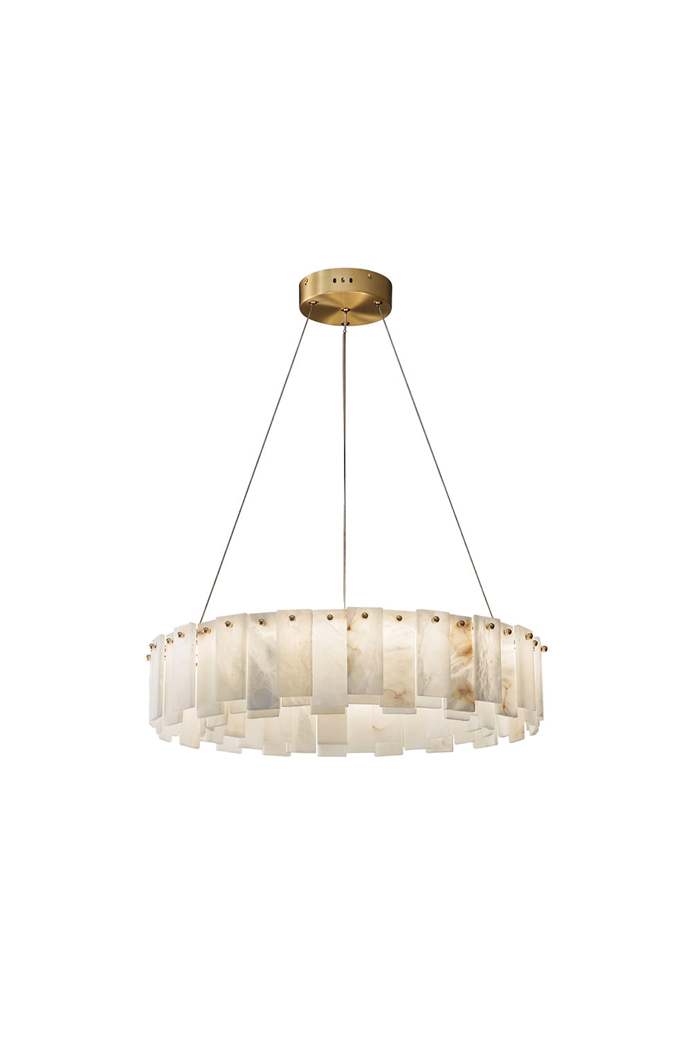 Luminous Alabaster Halcyon Chandelier | Alabaster, Brass | Single-tier circular design isolated on white | vexa lamps