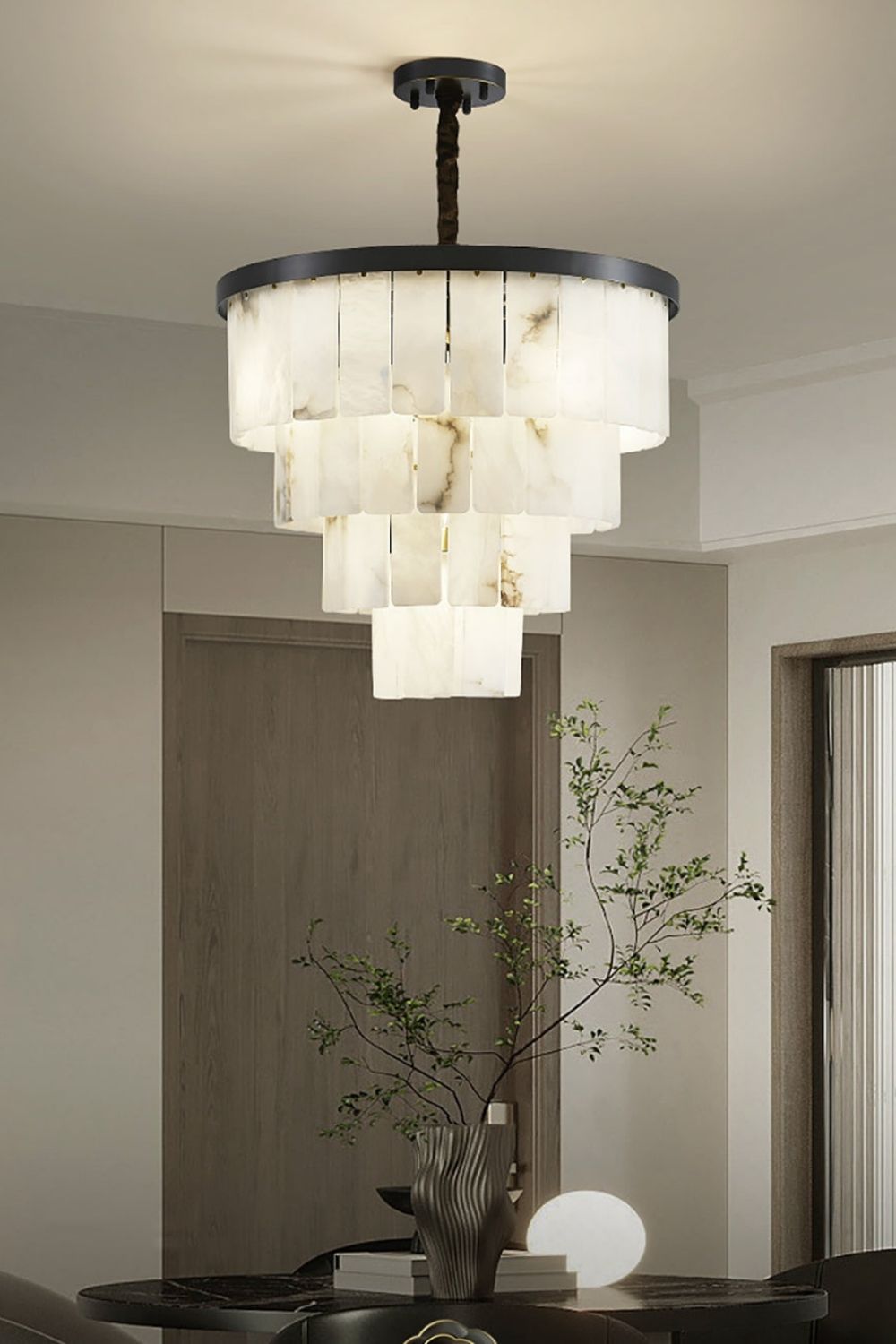 Luxurious Cascading Snow Plaster Chandelier - view 3 | everlamps