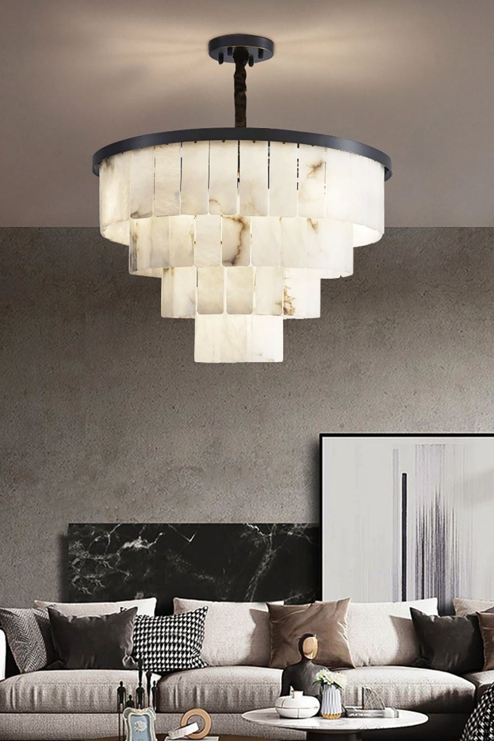 Luxurious Cascading Snow Plaster Chandelier - view 4 | everlamps
