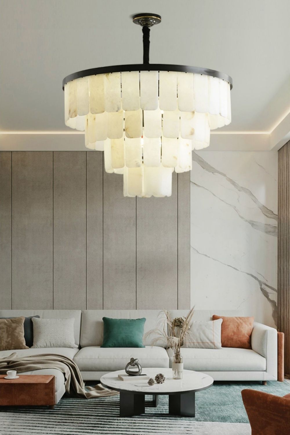 Luxurious Cascading Snow Plaster Chandelier - view 5 | everlamps