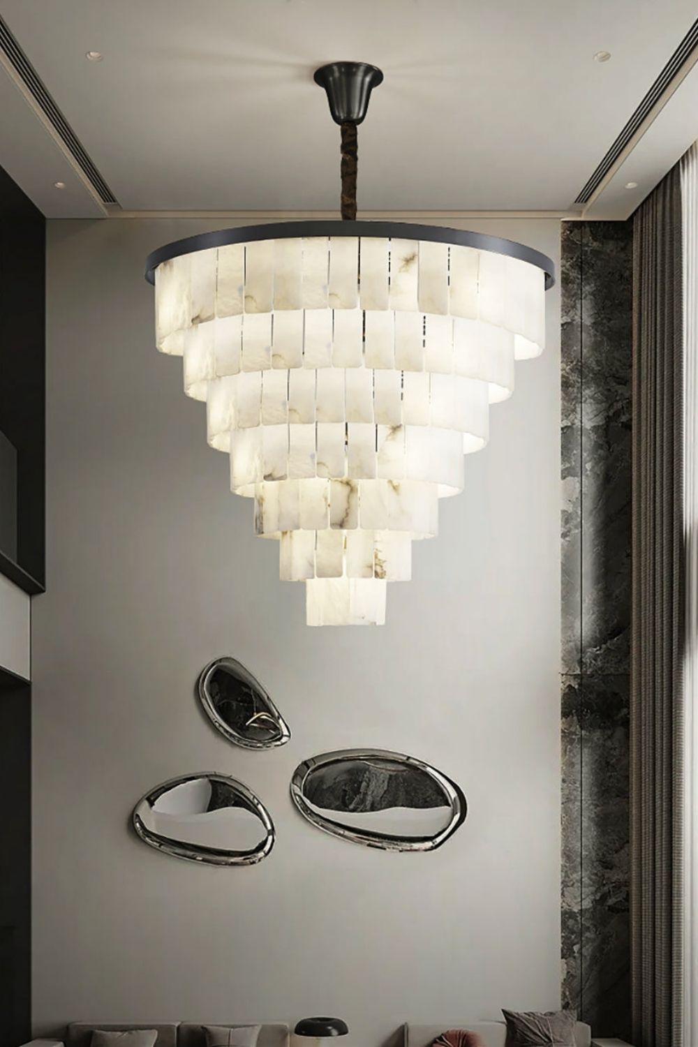 Luxurious Cascading Snow Plaster Chandelier - view 10 | everlamps
