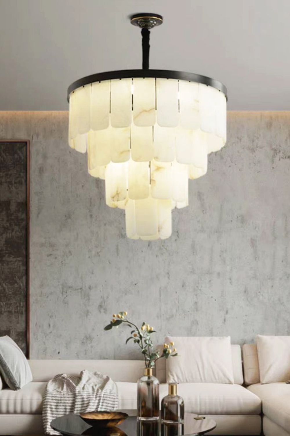 Luxurious Cascading Snow Plaster Chandelier - view 11 | everlamps