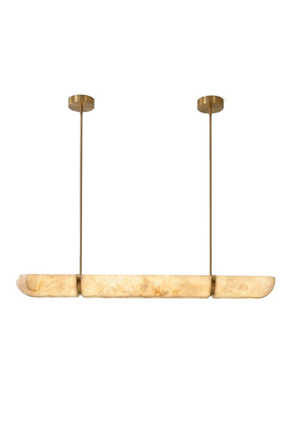 Marlen Alabaster Bar Linear Pendant Light with elegant gold fittings and a smooth alabaster shade.