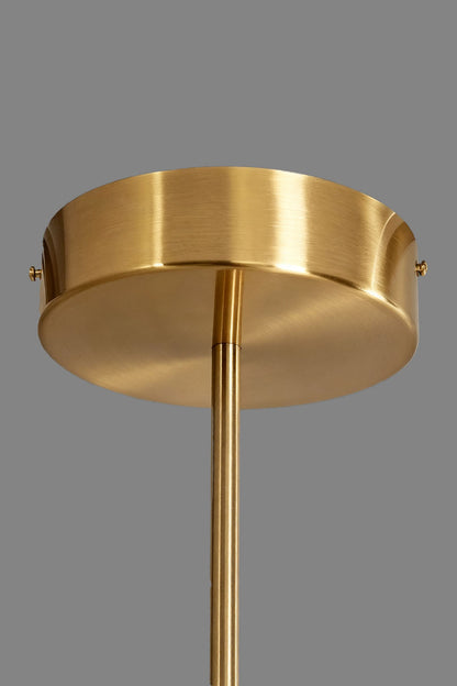 Marlen Alabaster Bar Linear Pendant Light showing the elegant brass finish and round ceiling mount.