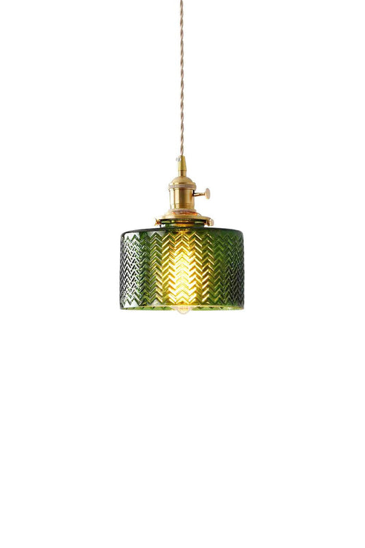 Matilda Emerald Patterned Glass Pendant Light | everlamps