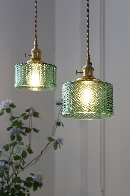 Matilda Emerald Patterned Glass Pendant Light - view 6 | everlamps