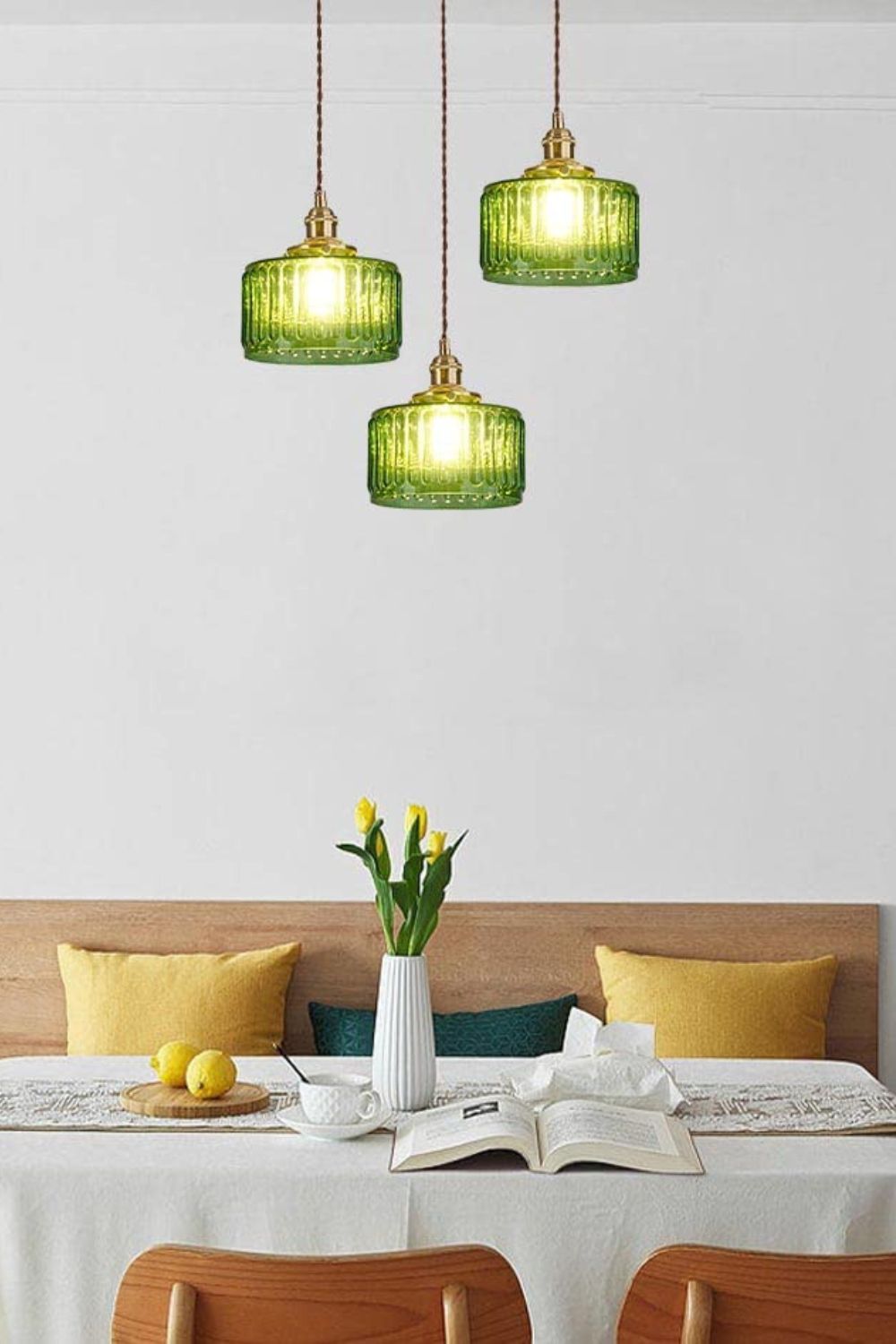 Matilda Emerald Patterned Glass Pendant Light - view 7 | everlamps