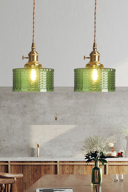 Matilda Emerald Patterned Glass Pendant Light - view 8 | everlamps