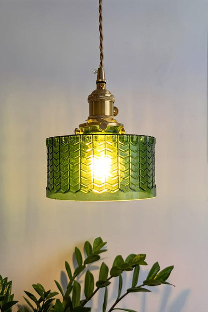 Matilda Emerald Patterned Glass Pendant Light - view 2 | everlamps