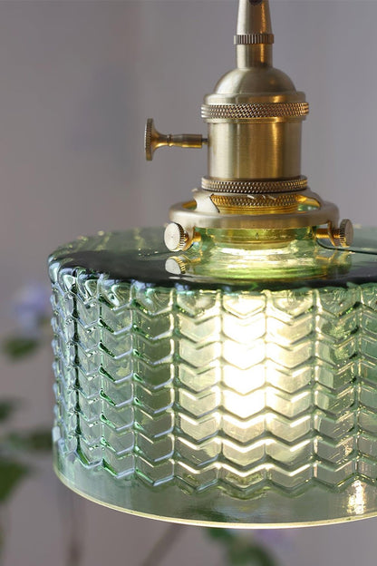Matilda Emerald Patterned Glass Pendant Light - view 13 | everlamps