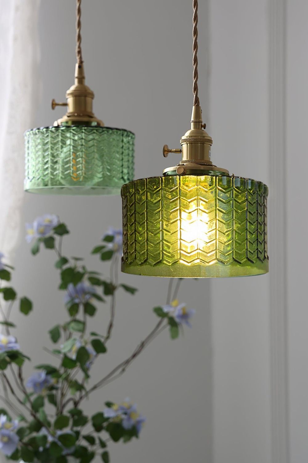 Matilda Emerald Patterned Glass Pendant Light - view 18 | everlamps