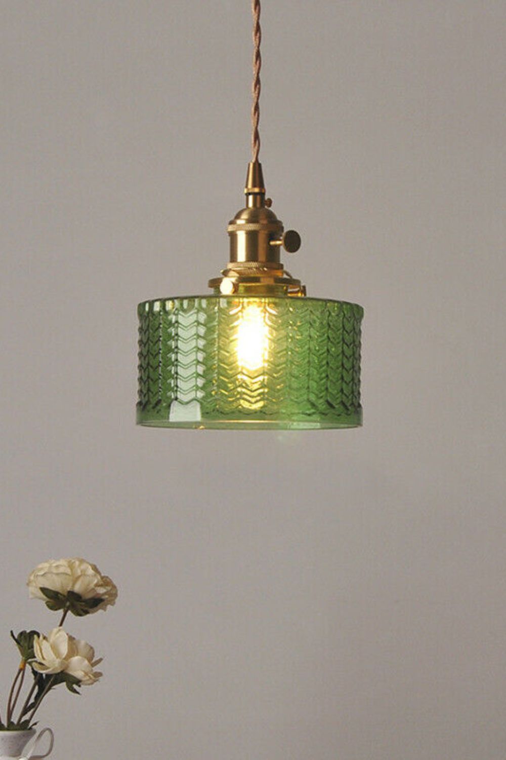 Matilda Emerald Patterned Glass Pendant Light - view 19 | everlamps