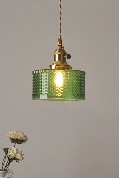 Matilda Emerald Patterned Glass Pendant Light - view 19 | everlamps