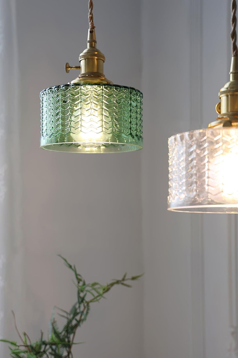 Matilda Emerald Patterned Glass Pendant Light - view 22 | everlamps