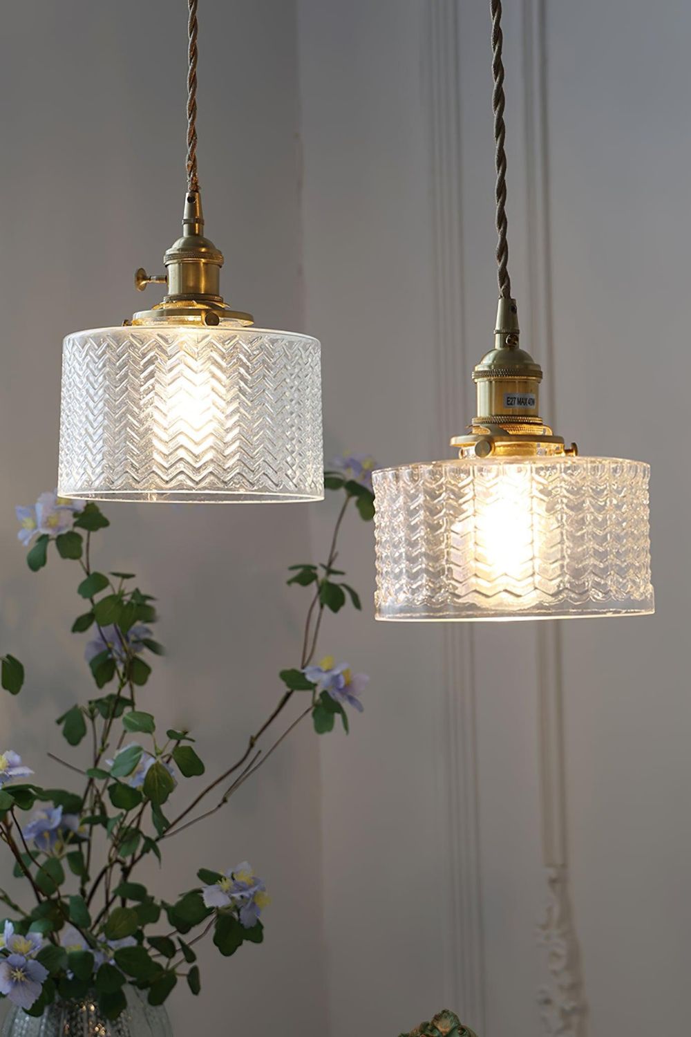 Matilda Emerald Patterned Glass Pendant Light - view 23 | everlamps