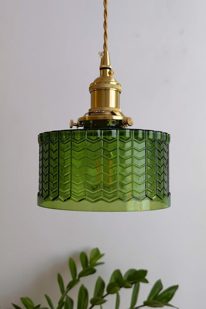 Matilda Emerald Patterned Glass Pendant Light - view 24 | everlamps