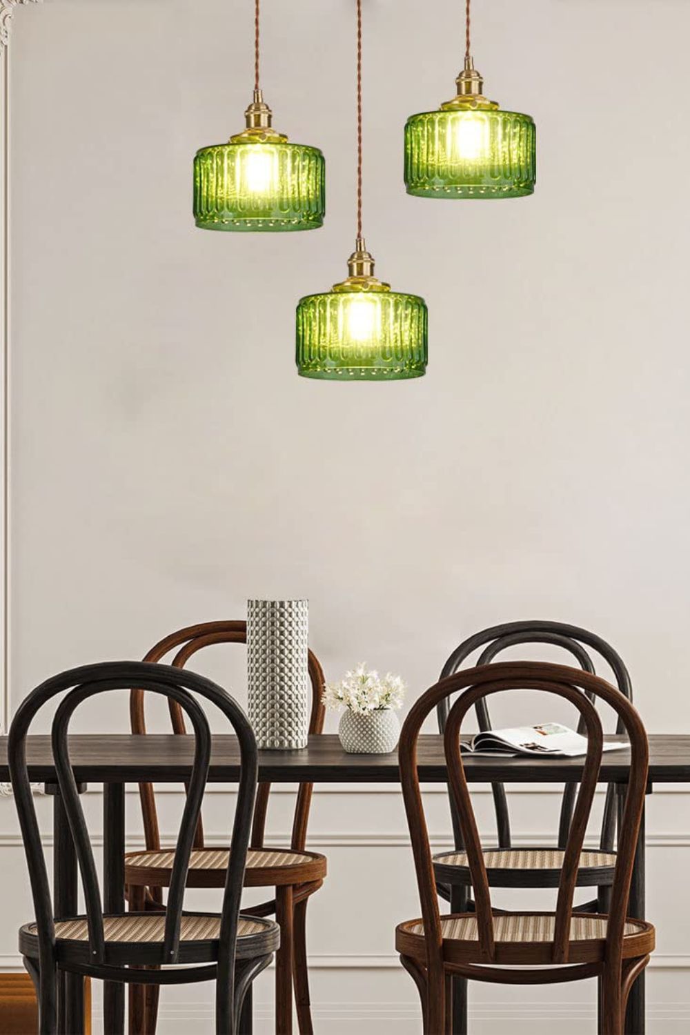 Matilda Emerald Patterned Glass Pendant Light - view 25 | everlamps