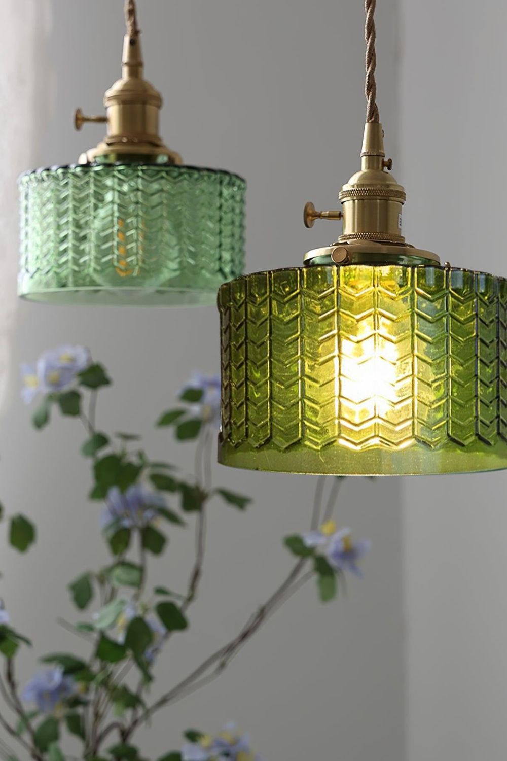 Matilda Emerald Patterned Glass Pendant Light - view 28 | everlamps