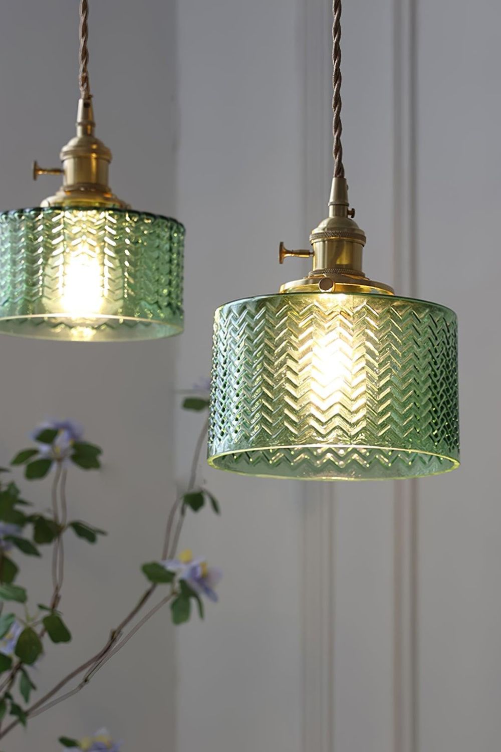 Matilda Emerald Patterned Glass Pendant Light - view 30 | everlamps