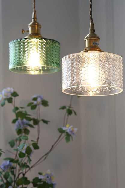 Matilda Emerald Patterned Glass Pendant Light - view 31 | everlamps