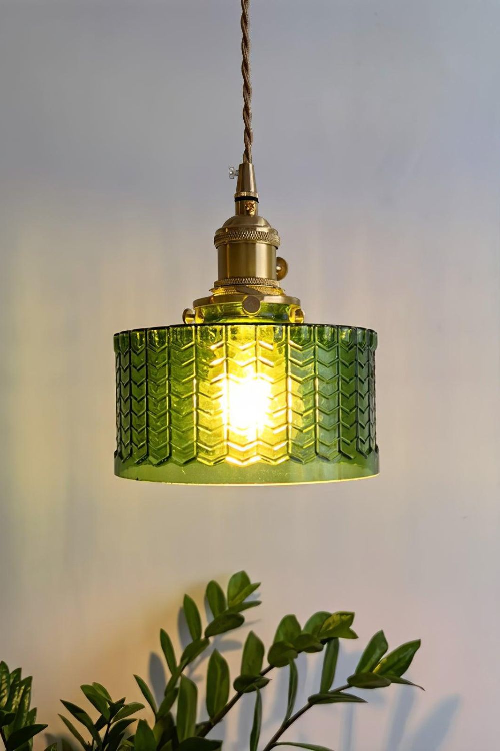 Matilda Emerald Patterned Glass Pendant Light - view 32 | everlamps