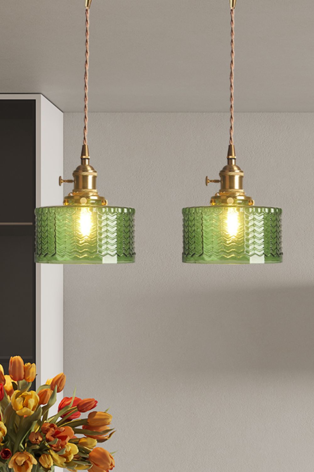 Matilda Emerald Patterned Glass Pendant Light - view 33 | everlamps