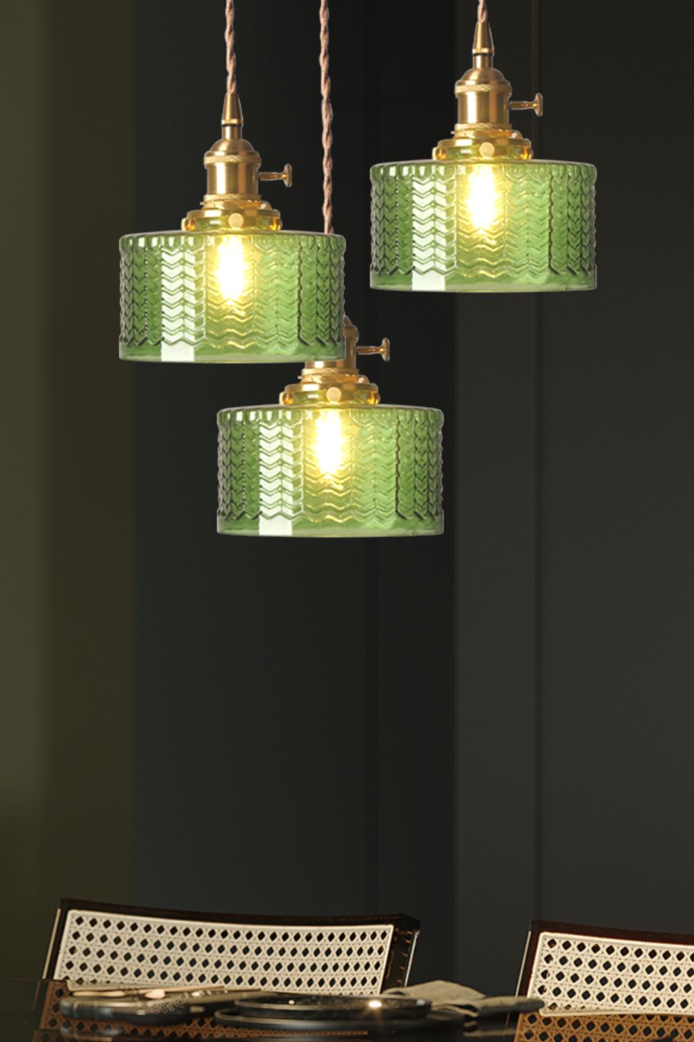 Matilda Emerald Patterned Glass Pendant Light - view 35 | everlamps
