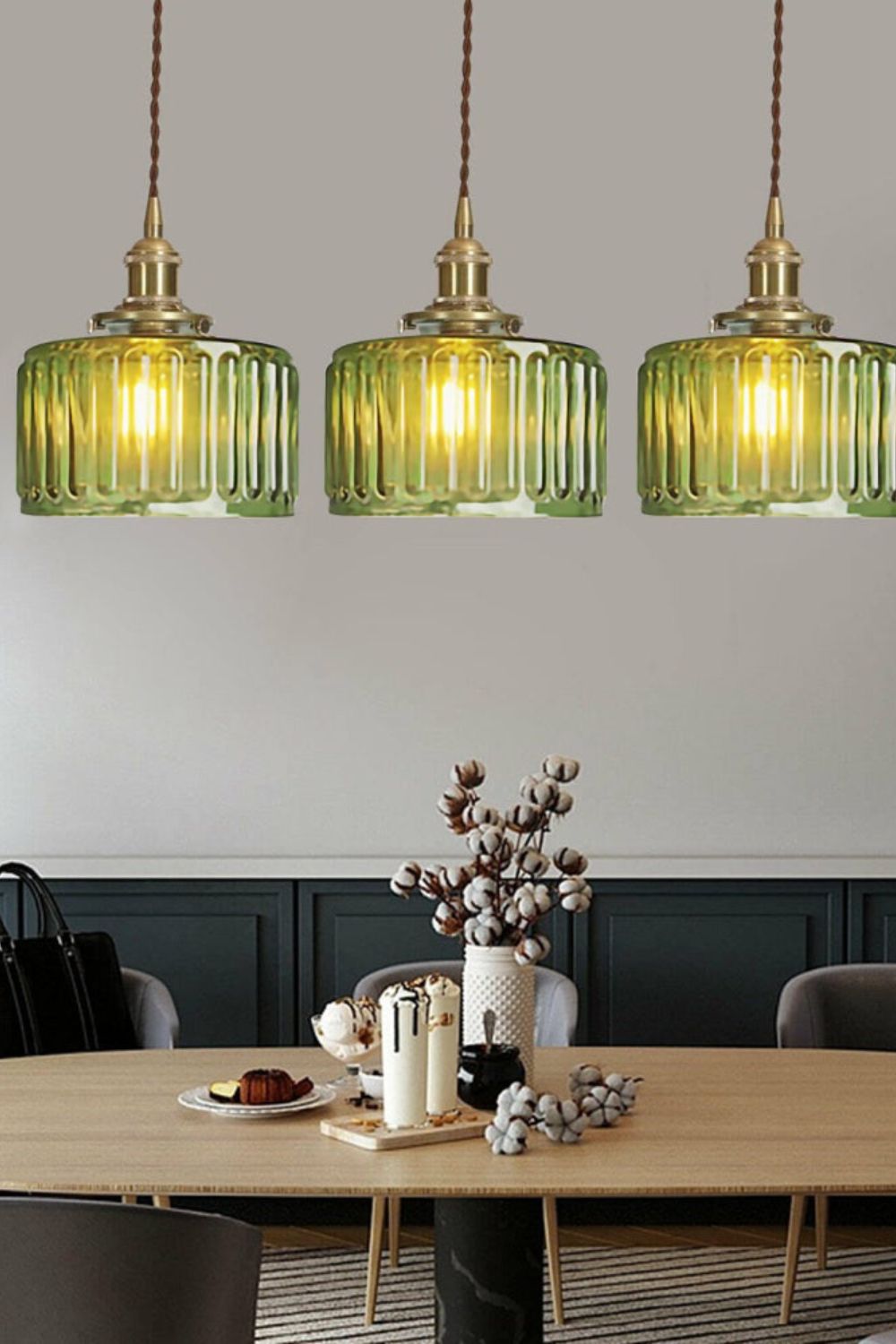 Matilda Emerald Patterned Glass Pendant Light - view 36 | everlamps