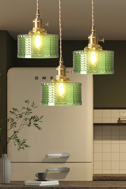 Matilda Emerald Patterned Glass Pendant Light - view 37 | everlamps