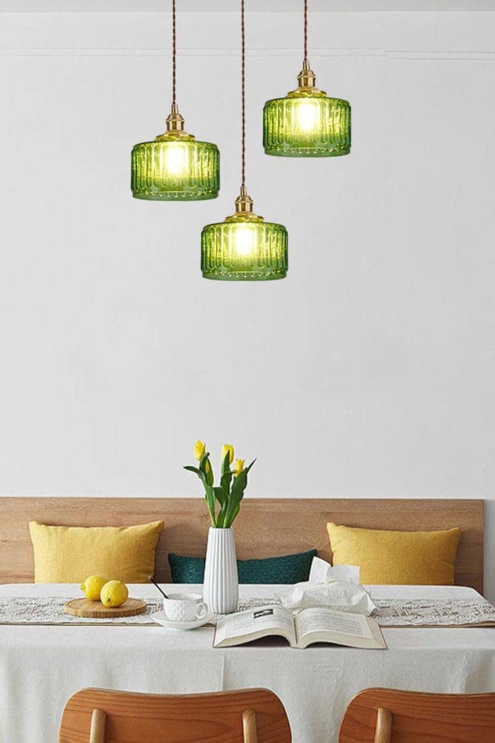 Matilda Emerald Patterned Glass Pendant Light - view 38 | everlamps