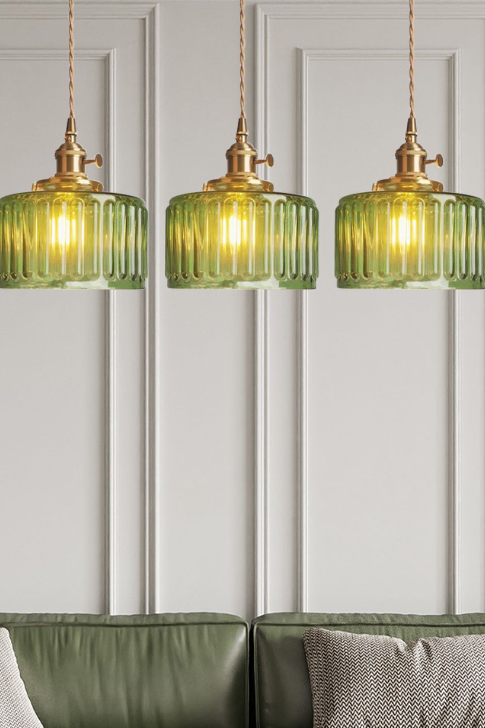 Matilda Emerald Patterned Glass Pendant Light - view 39 | everlamps