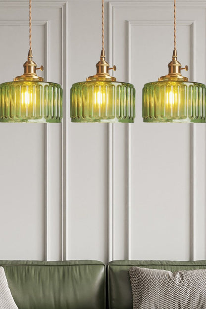 Matilda Emerald Patterned Glass Pendant Light - view 39 | everlamps
