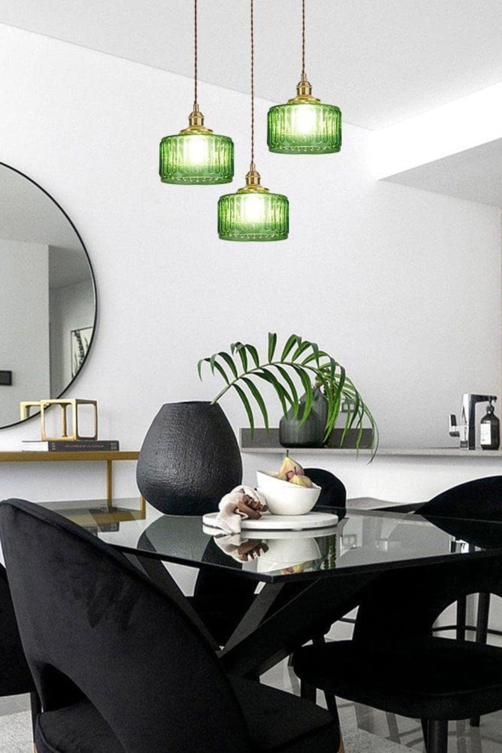 Matilda Emerald Patterned Glass Pendant Light - view 40 | everlamps