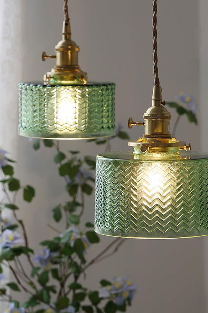 Matilda Emerald Patterned Glass Pendant Light - view 4 | everlamps