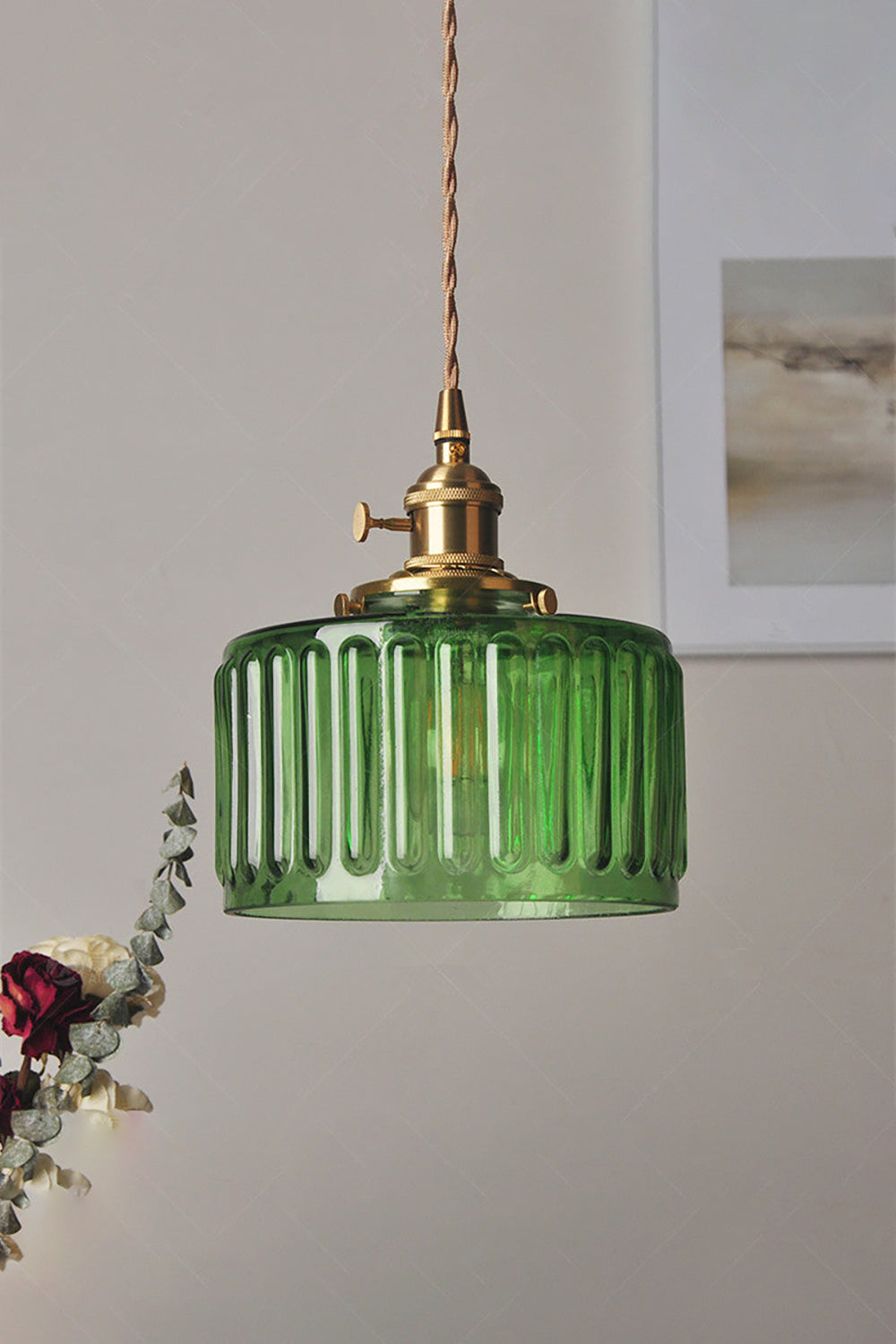 Mid-Century Grooved Glass Pendant Lamp - view 3 | everlamps