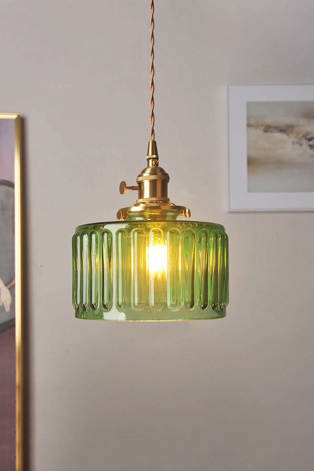 Mid-Century Grooved Glass Pendant Lamp - view 2 | everlamps
