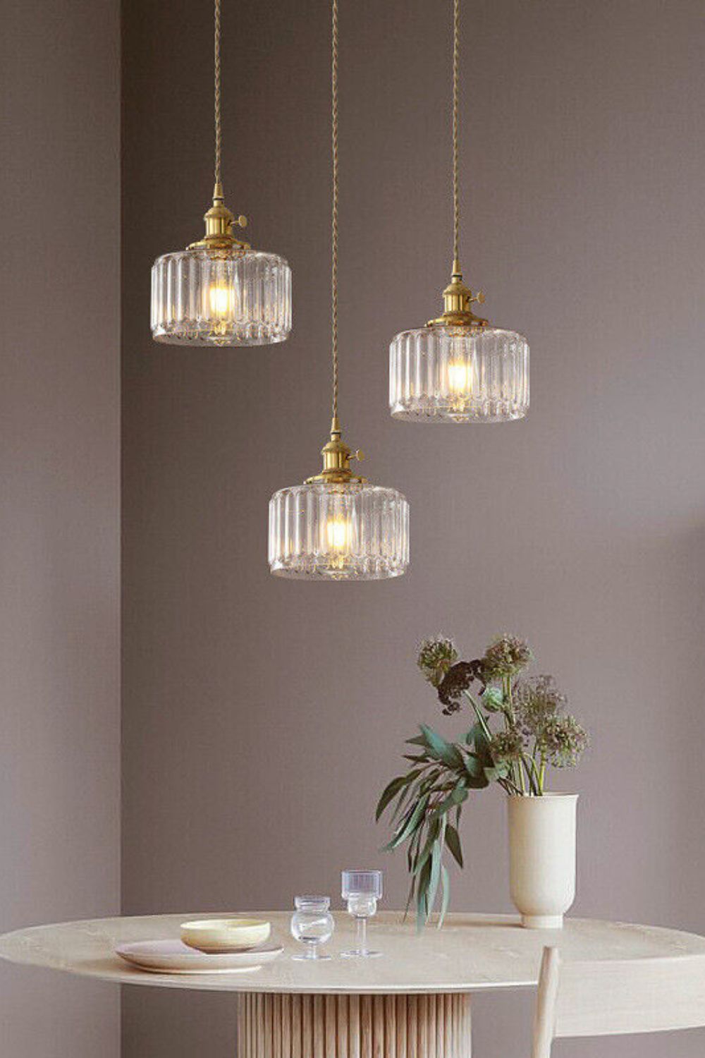 Mid-Century Grooved Glass Pendant Lamp - view 8 | everlamps