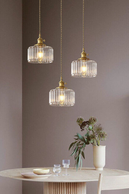 Mid-Century Grooved Glass Pendant Lamp - view 8 | everlamps