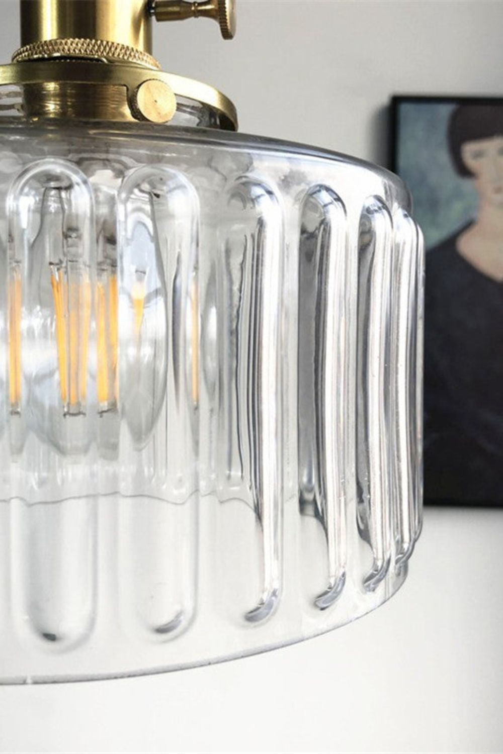 Mid-Century Grooved Glass Pendant Lamp - view 9 | everlamps