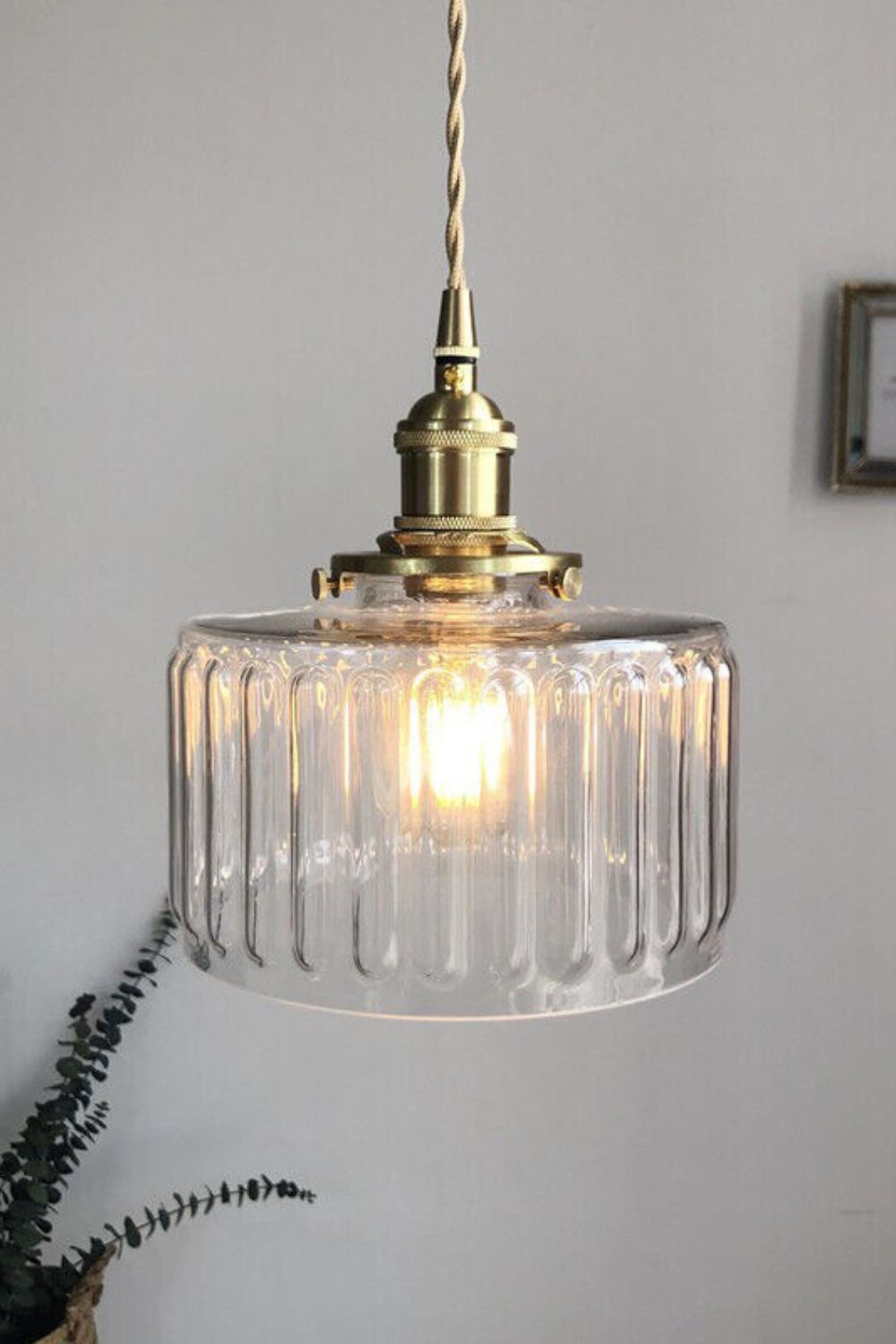 Mid-Century Grooved Glass Pendant Lamp - view 6 | everlamps