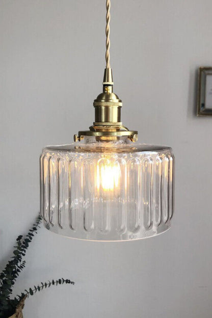 Mid-Century Grooved Glass Pendant Lamp - view 6 | everlamps