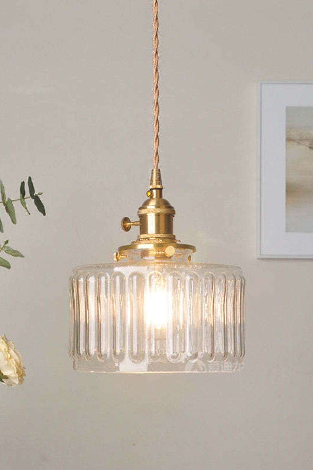 Mid-Century Grooved Glass Pendant Lamp - view 5 | everlamps