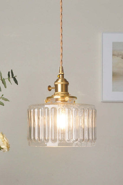 Mid-Century Grooved Glass Pendant Lamp - view 5 | everlamps