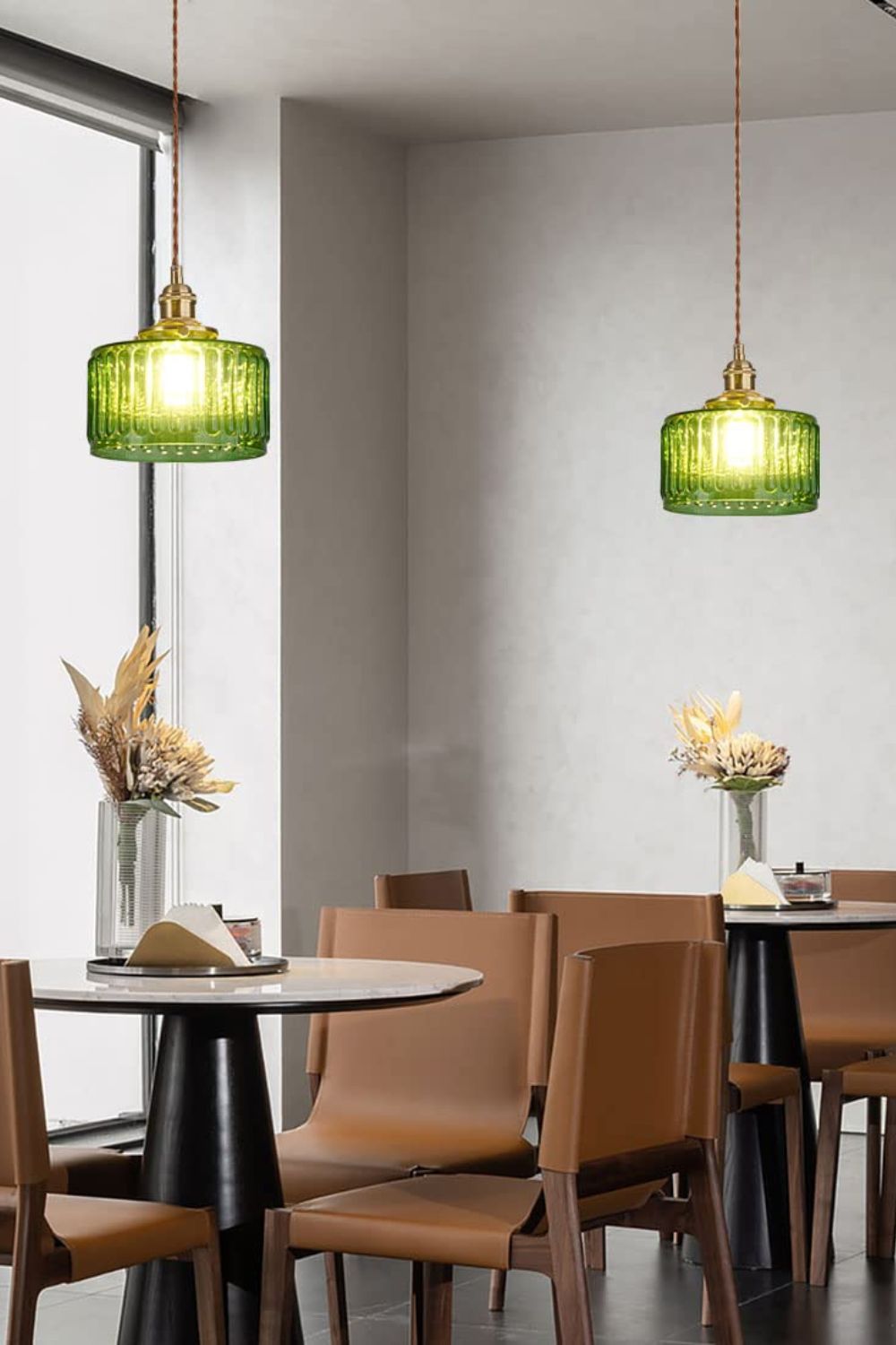 Mid-Century Grooved Glass Pendant Lamp - view 7 | everlamps