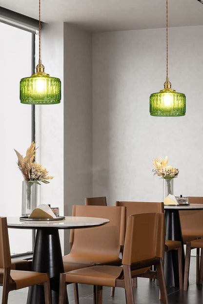 Mid-Century Grooved Glass Pendant Lamp - view 7 | everlamps