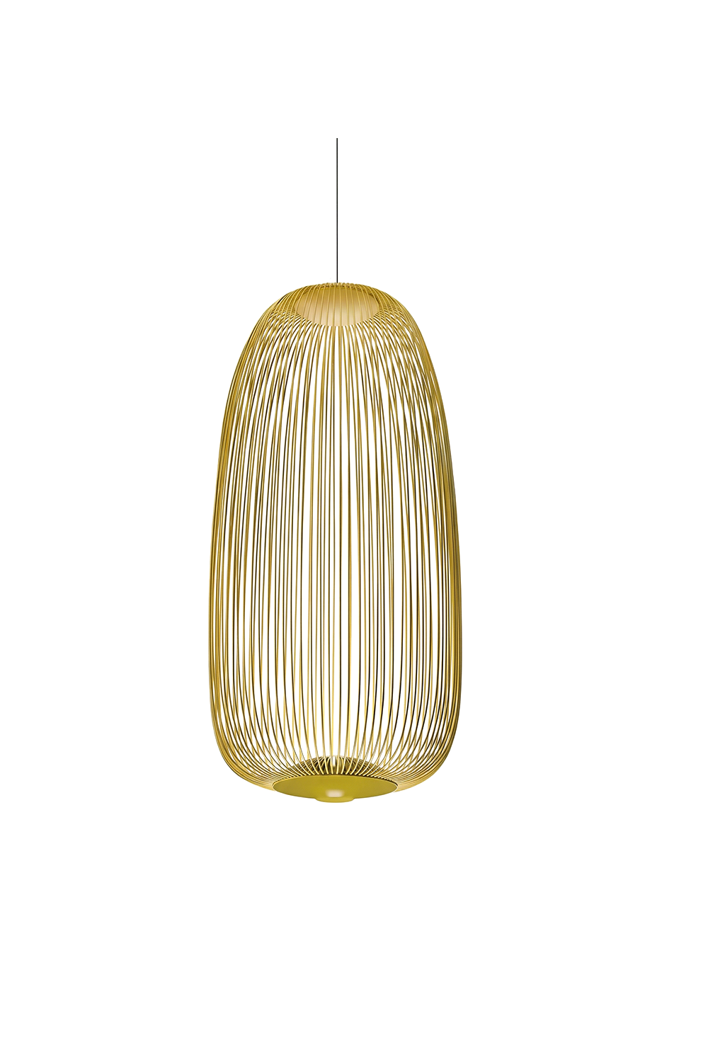 minimalist elliptical wire cage pendant light | Aluminum | Front view isolated on white background | vexa lamps